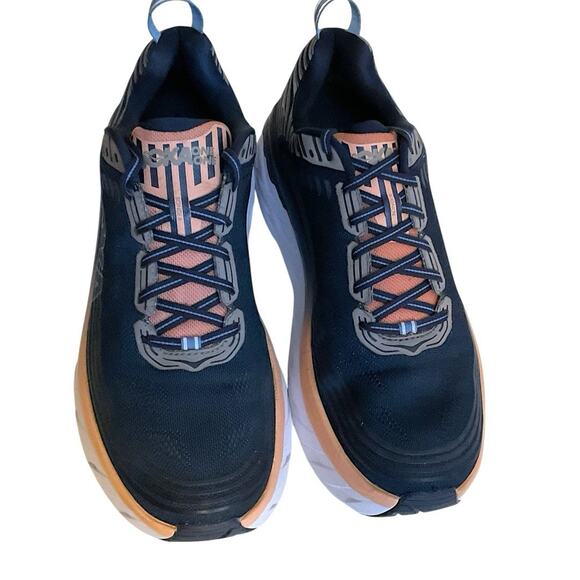 Hoka One One Bondi 6 Max Women's Size 12 Blue Pink Cushioned Running Sneakers - Picture 3 of 16